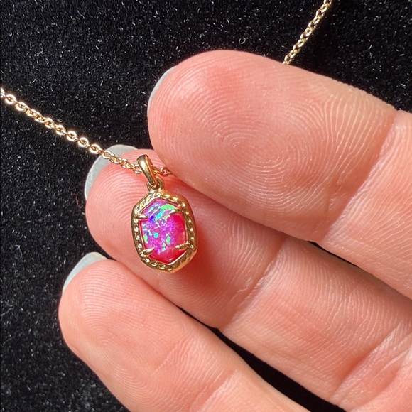 Kendra Scott Gold Necklace with Pink Pendant - Picture 3 of 7